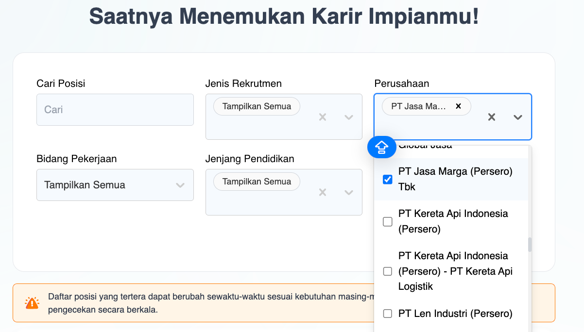 Rekrutmen PT Jasa Marga (Persero) Tbk