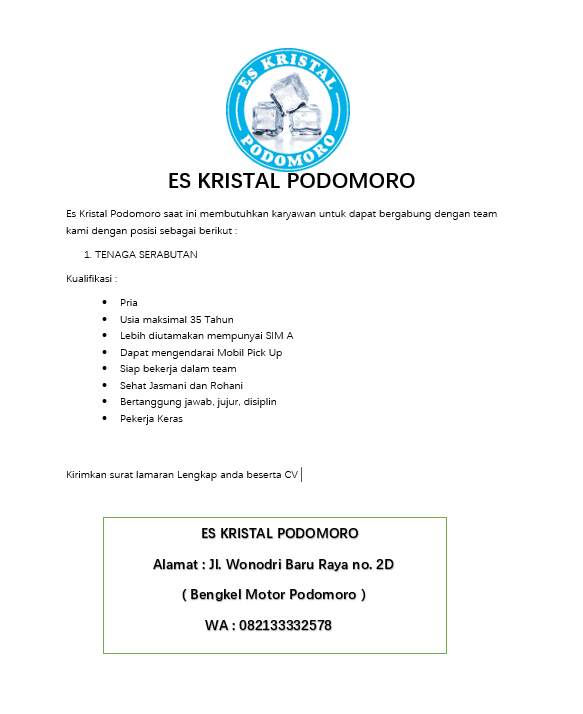 Es Kristal Podomoro